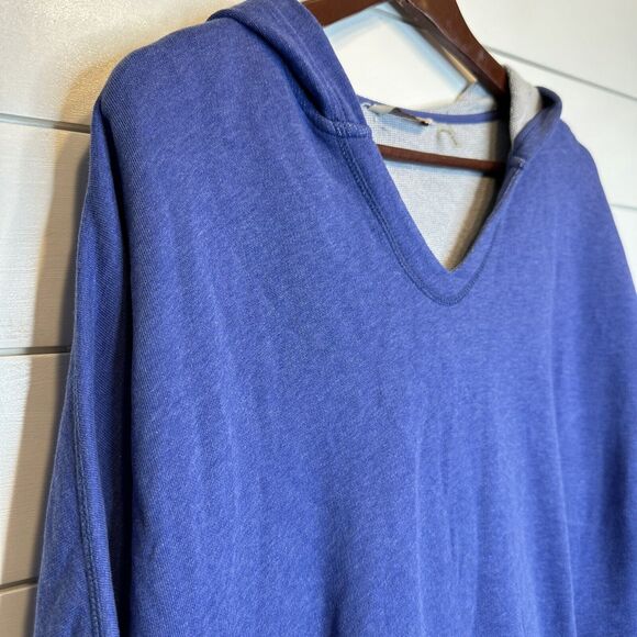 Soft Surroundings Small Hoodie Top Blue 3/4 Sleeve Oversized Sweatshirt Cotton - Picture 4 of 9